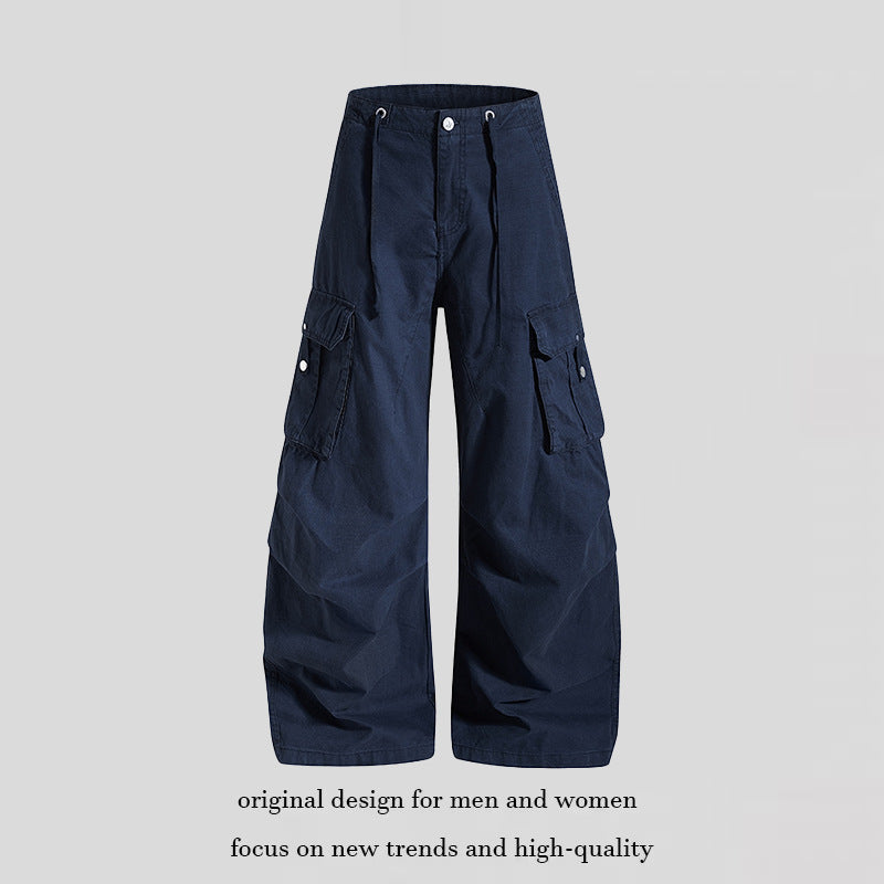 Damen weite High-Waist Cargo-Hose mit Tunnelzugbund und großen Klapptaschen Shop Nory