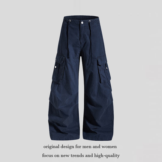 Damen weite High-Waist Cargo-Hose mit Tunnelzugbund und großen Klapptaschen Shop Nory