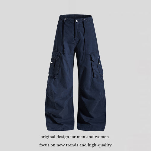 Damen weite High-Waist Cargo-Hose mit Tunnelzugbund und großen Klapptaschen Shop Nory