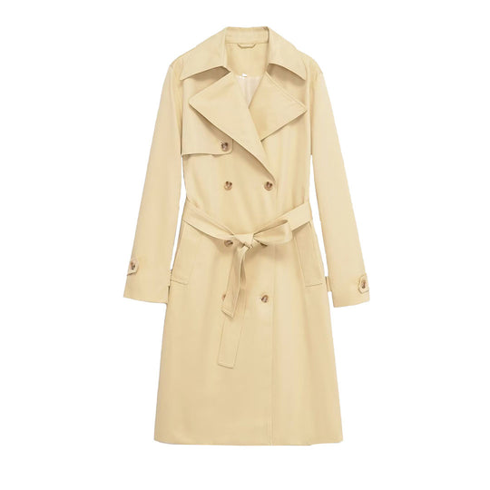 Damen Midi-Trenchcoat aus leichtem Funktionsstoff mit Bindegürtel und Sturmklappe Shop Nory