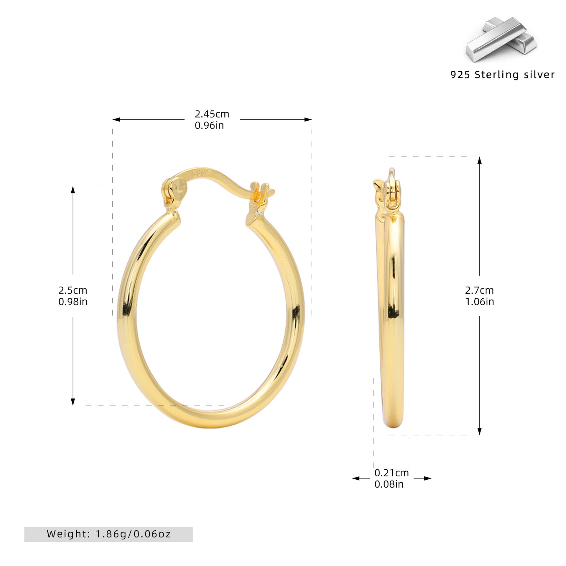 Damen Creolen aus 925 Sterling Silber mit elegantem, geschwungenem Design Shop Nory