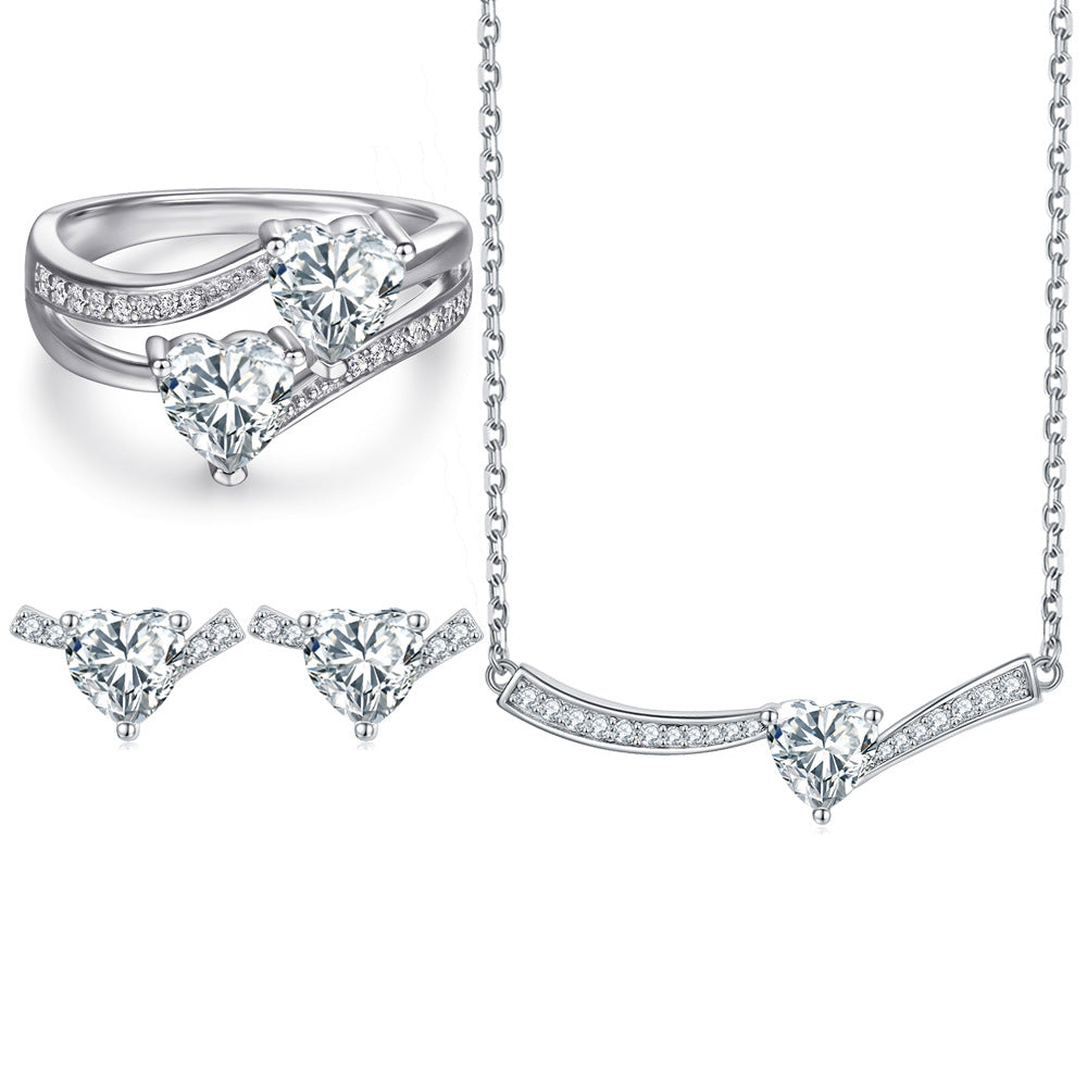 Damen Schmuckset mit elegantem Ring, Ohrringen und Anhänger Shop Nory