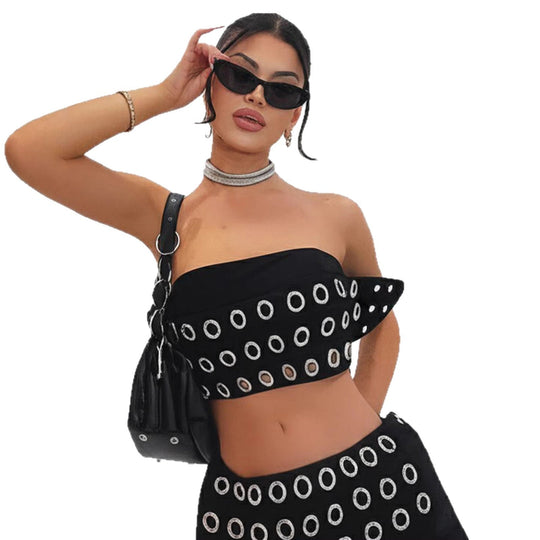 Damen Modische Shorts mit auffälliger Ösenverzierung