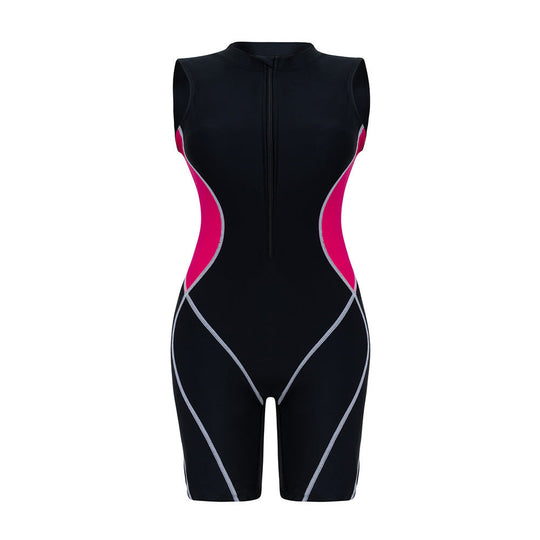 Damen Sportlicher Einteiler Badeanzug mit figurformendem Schnitt