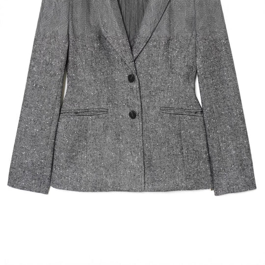 Damen Taillierter Blazer im Fischgrätmuster mit Reverskragen und Pattentaschen Shop Nory