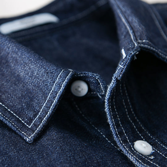 Herren Jeans-Overshirt im Worker-Stil mit doppelten Brusttaschen und kontrastierenden Ziernähten Shop Nory