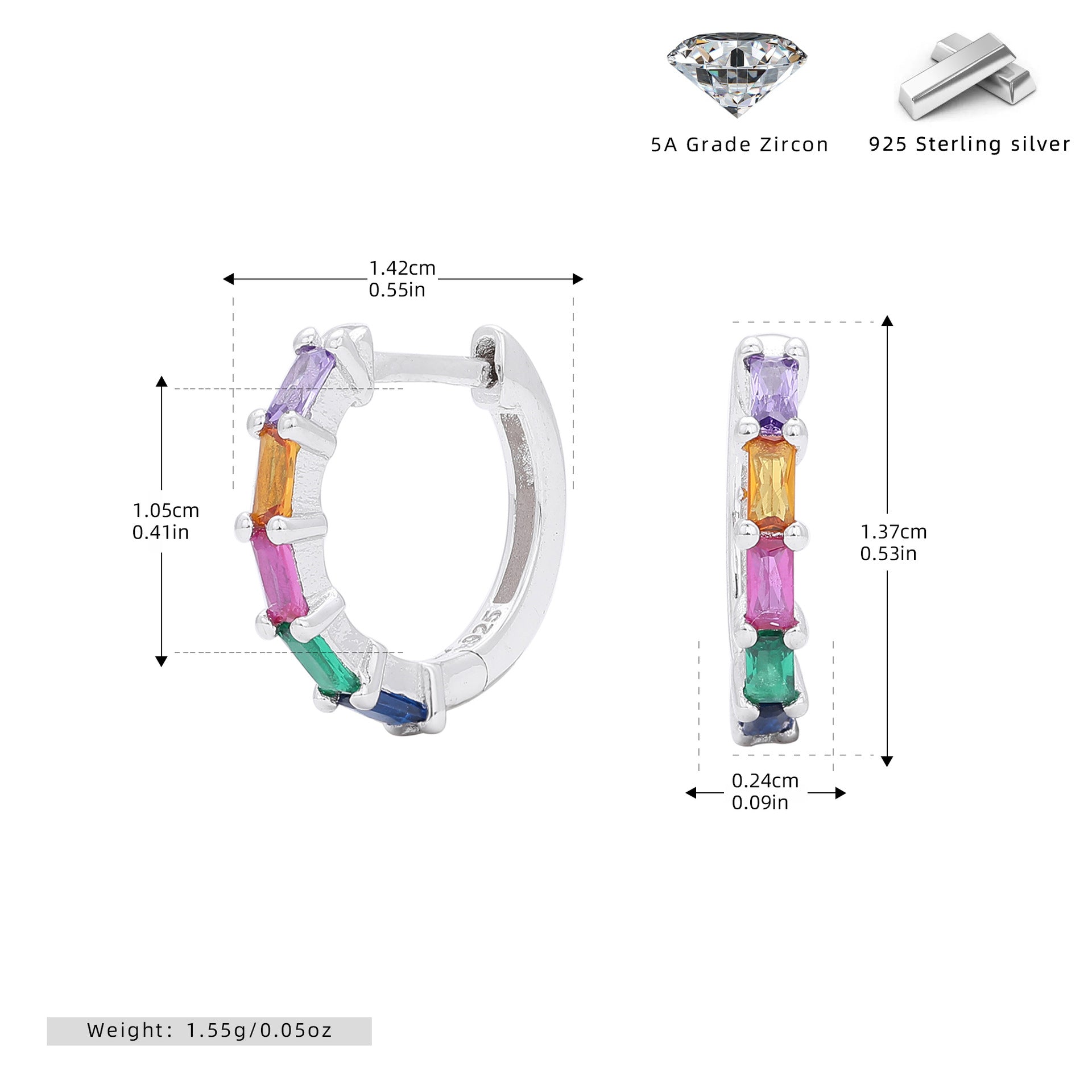 Damen Creolen mit funkelnden Zirkon-Elementen aus hochwertigem 925 Sterling Silber Shop Nory