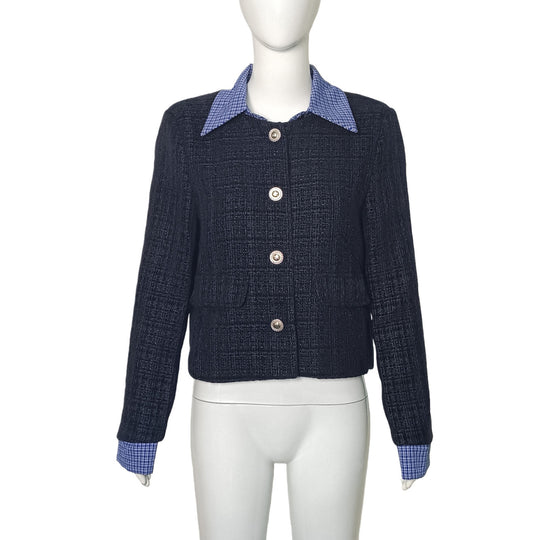 Damen Kurzjacke aus Bouclé mit integrierter Hemdkragen-Optik Shop Nory