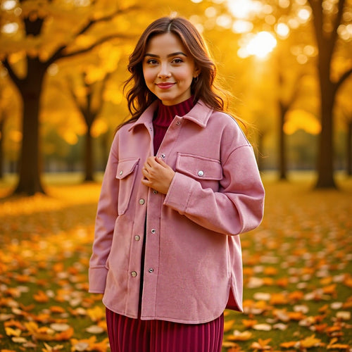 Damen Oversize Wollmix-Shacket mit Druckknopffront und aufgesetzten Pattentaschen Shop Nory