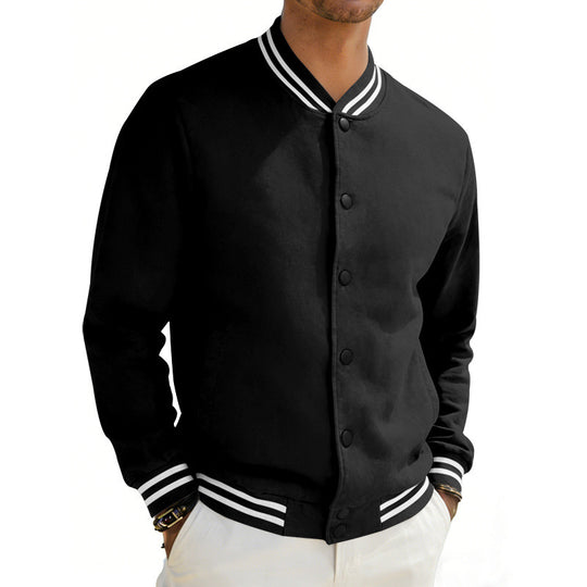 Herren Varsity-Bomberjacke aus Sweat mit gestreiftem Rippkragen Shop Nory