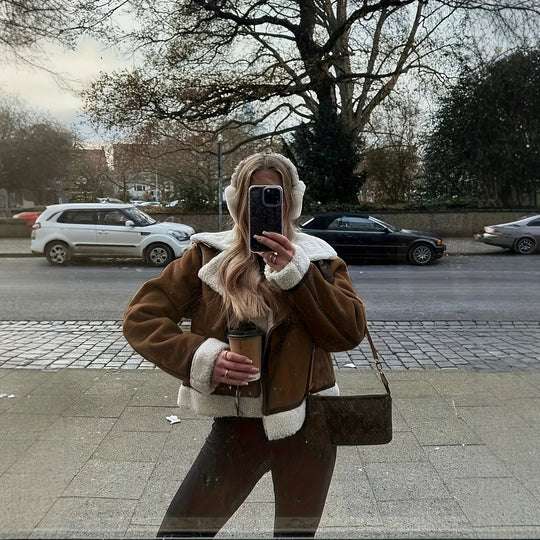 Damen Lässige und warme Lammfelljacke