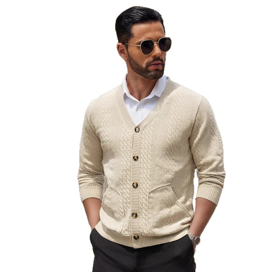 Herren Modischer Strickcardigan mit praktischen Taschen und einzigartiger Textur