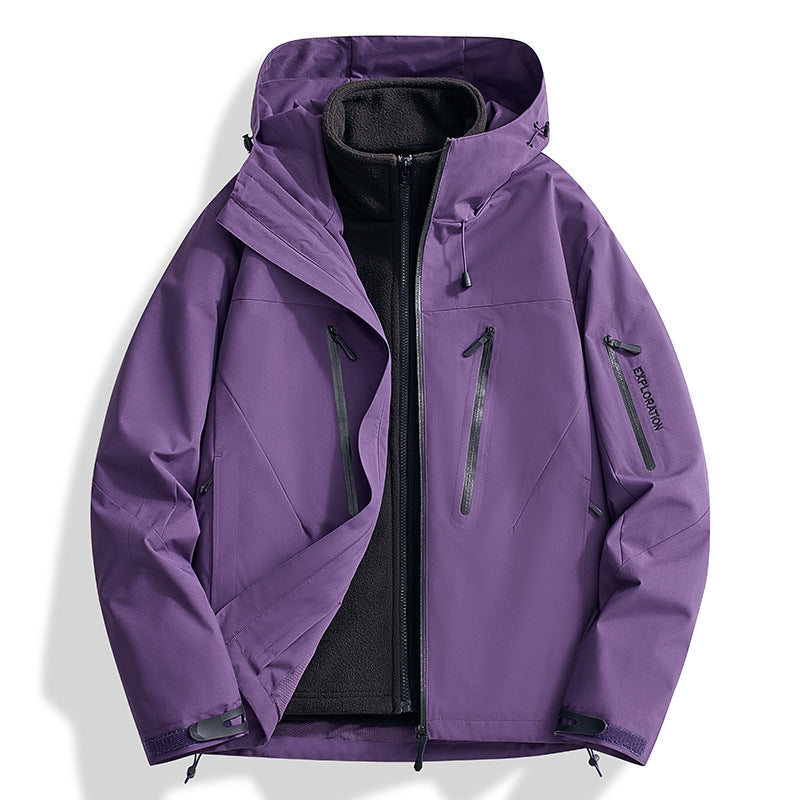 Herren Zwei-in-Eins Softshell-Outdoorjacke mit abnehmbarer Fleece-Innenjacke und wasserdichten Reißverschlüssen Shop Nory