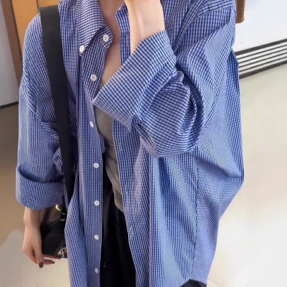 Damen Oversize-Hemd mit Vichy-Karo, weitem Fall und durchgehender Knopfleiste Shop Nory
