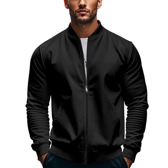 Herren elegante Bomberjacke mit stehendem Kragen und Reißverschluss
