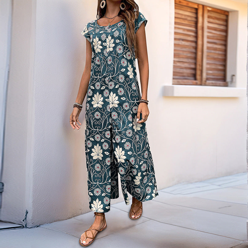 Lockerer Jumpsuit mit Blumendruck