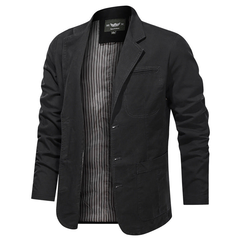 Herren legeres Baumwollblazer-Sakko mit klassischer Knopffront und aufgesetzten Taschen Shop Nory