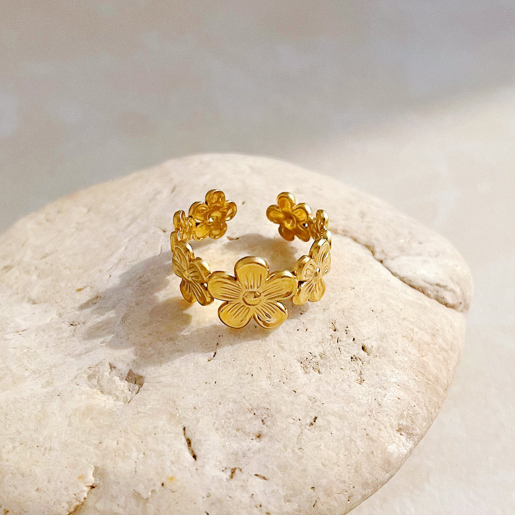 Damen Offener Ring mit floralen Motiven Shop Nory