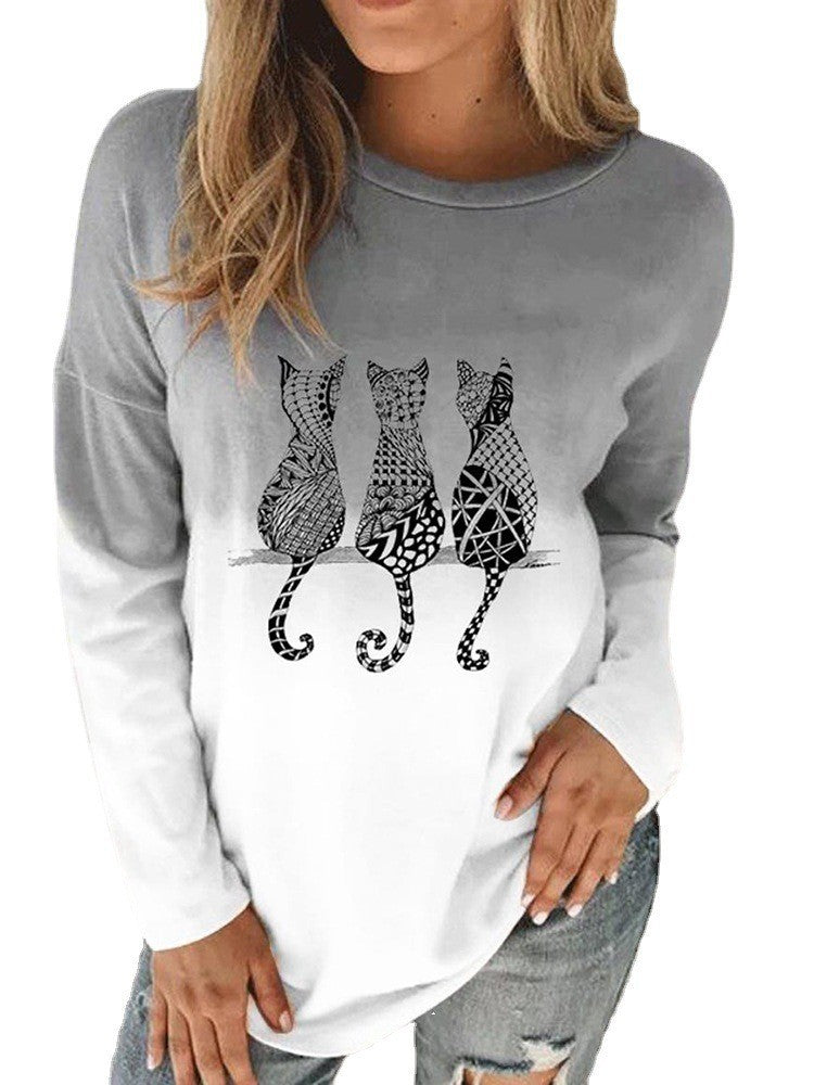 Damen Langärmeliges Oversize-Sweatshirt mit abstraktem Aquarell-Mosaikprint Shop Nory