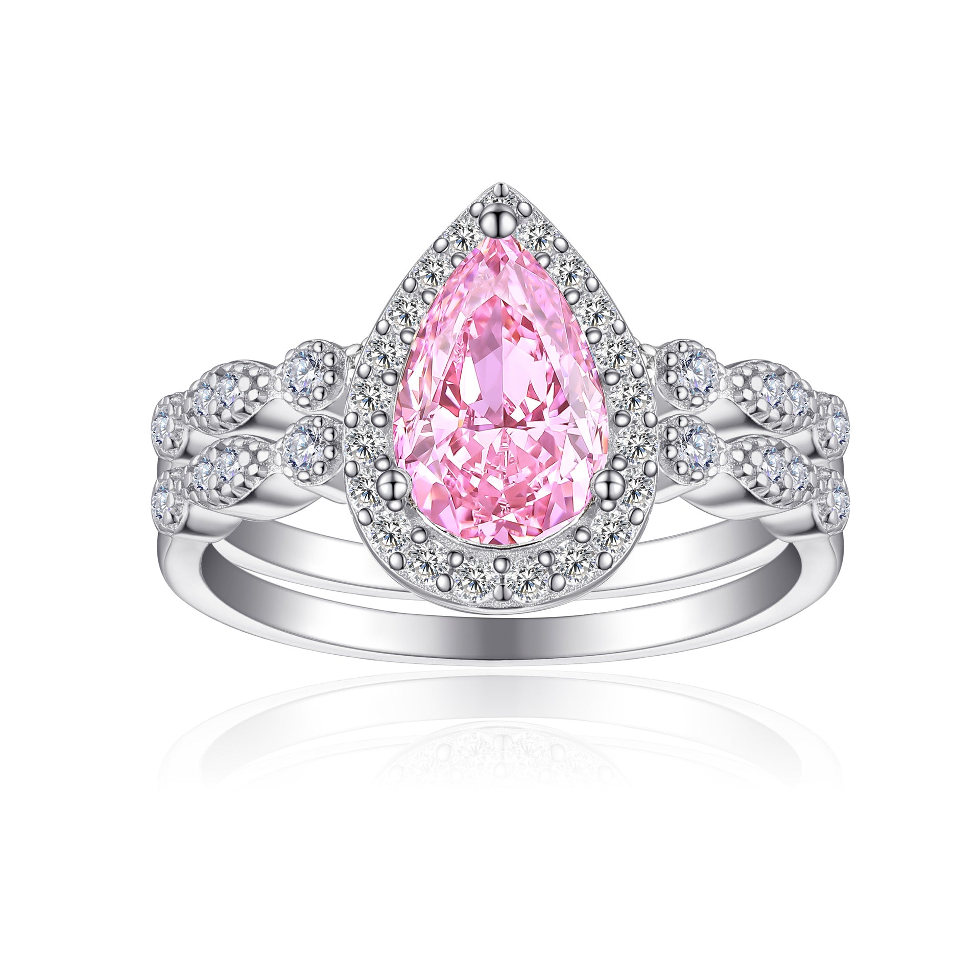 Damen Verlobungsring mit luxuriösem Kristall-Halo und funkelndem Zirkonia-Besatz Shop Nory