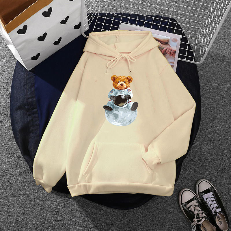 Damen nan weicher Oversize-Kapuzenpullover mit kawaii Pilzfrosch-Print, Kängurutasche und gerippten Bündchen Shop Nory