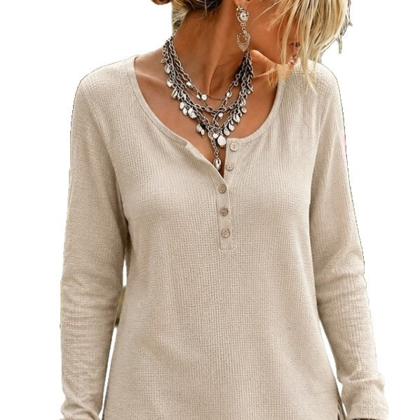 Damen Schickes Langarmshirt mit Knopfleiste Shop Nory