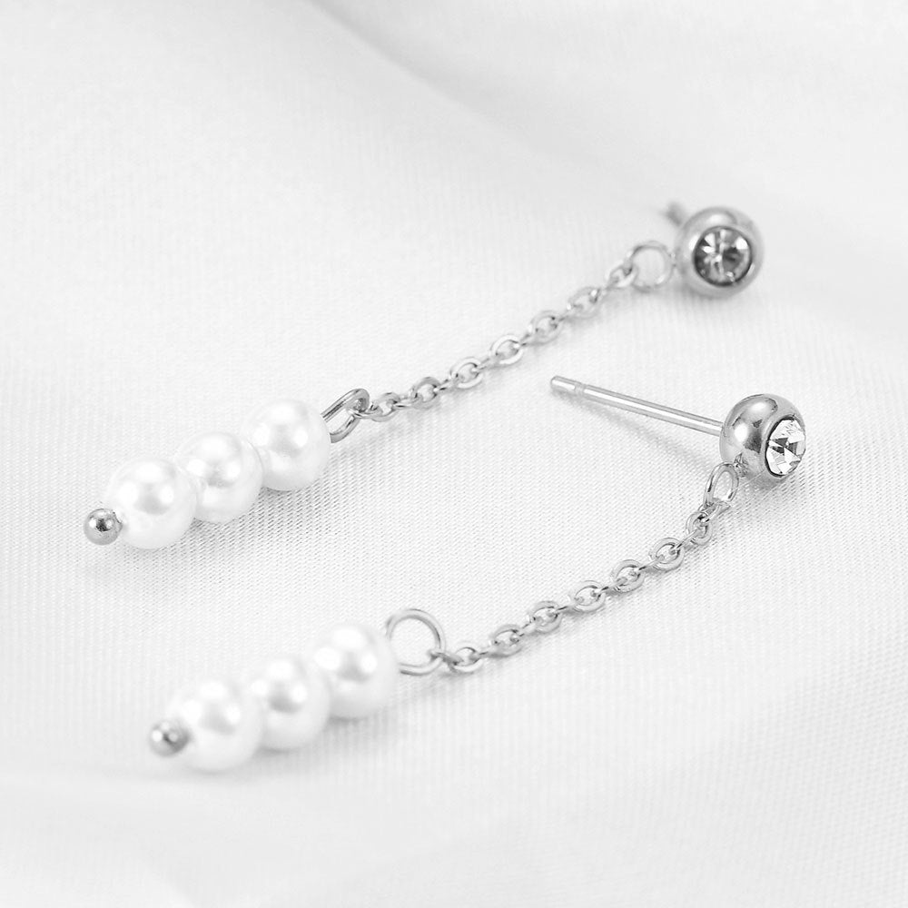 Damen Ohrhänger mit eleganten Perlen-Details und funkelndem Zirkonia Shop Nory