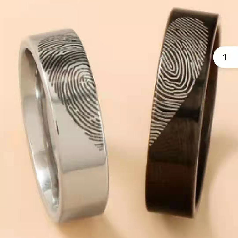 Damen Eheringe mit einzigartiger Fingerabdruckgravur und emotionaler Botschaft Shop Nory
