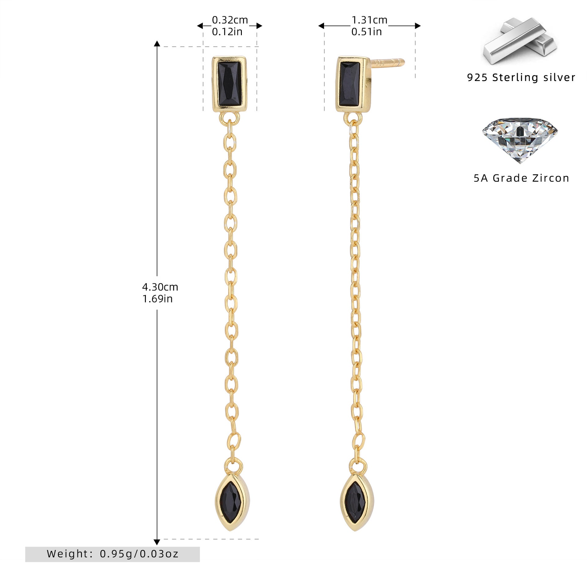 Damen Ohrhänger mit eleganten Zirkonanhängern aus 925 Sterlingsilber Shop Nory