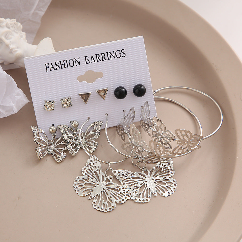 Damen Ohrringe-Set mit funkelnden Schmetterlings- und geometrischen Designs Shop Nory