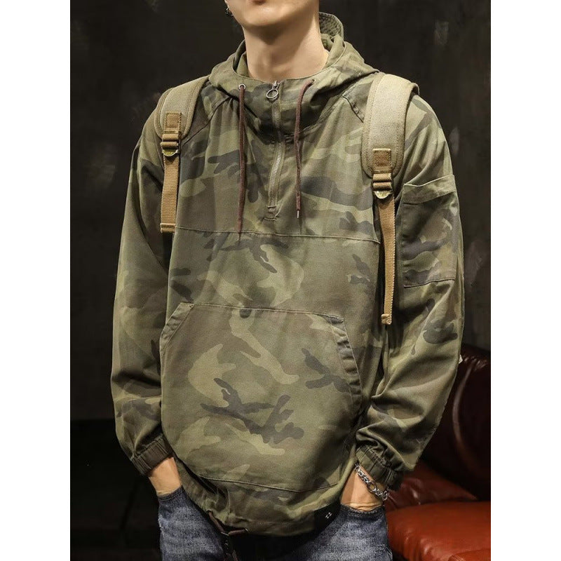 Herren Kapuzen-Anorak mit Halbzip, Kängurutasche und Tunnelzugsaum Shop Nory