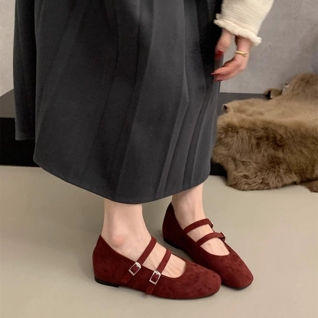 Damen Ballerina-Pantoletten mit modischem Riemchen und komfortablem Fußbett