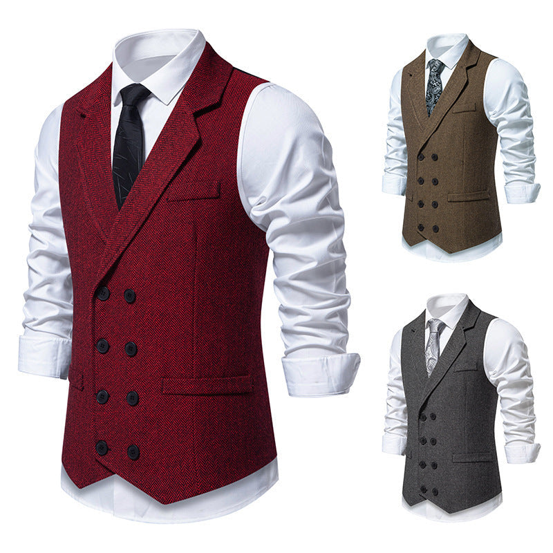 Herren elegante Weste im klassischen Fischgrätmuster 1758204622