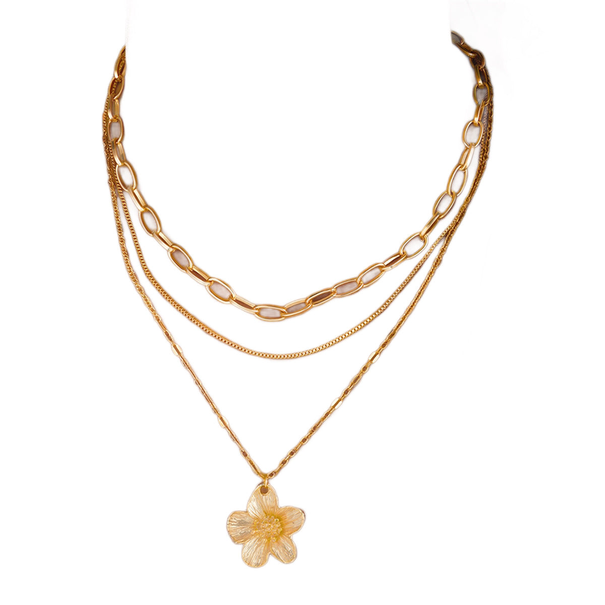 Damen mehrlagige Halskette mit floralen Anhängern Shop Nory