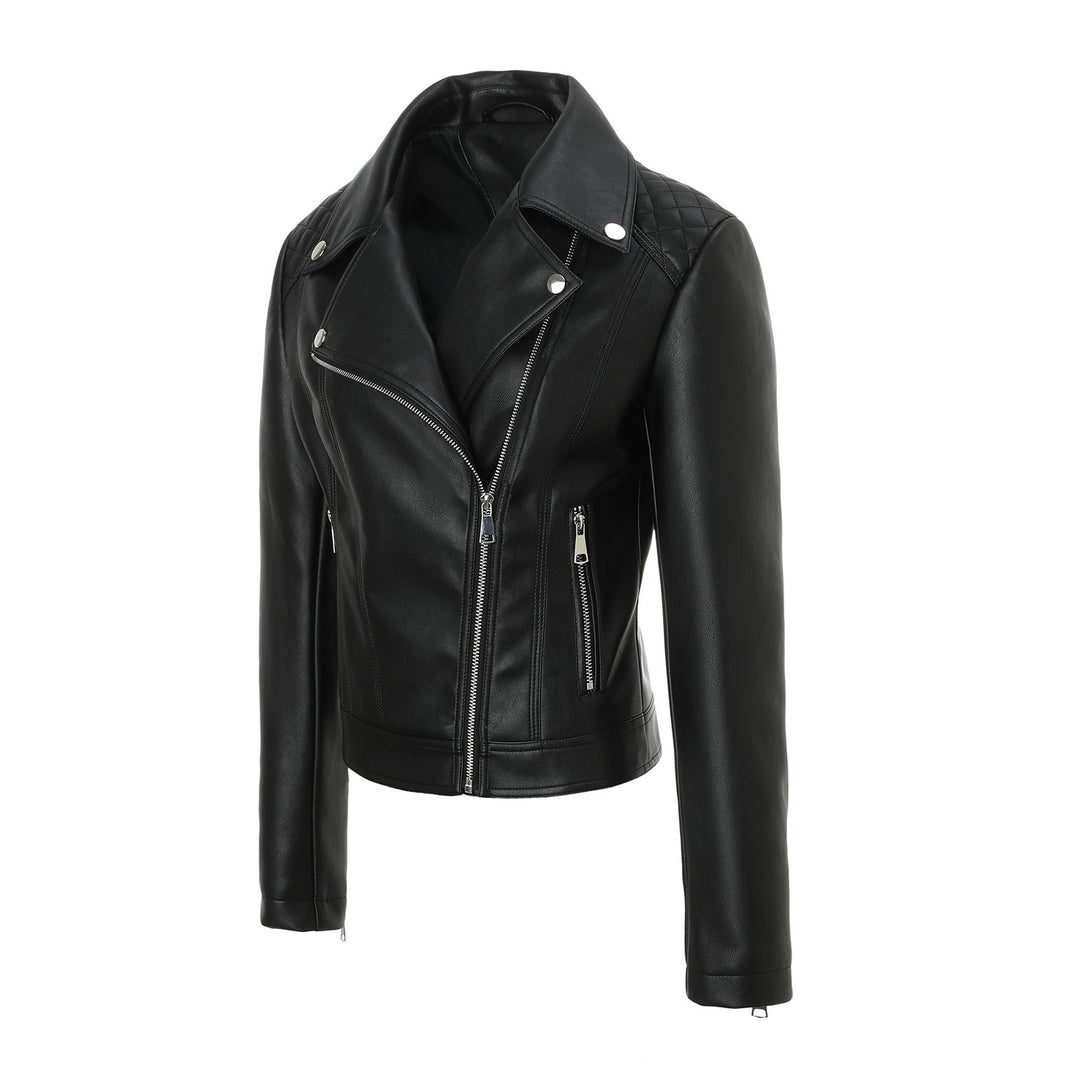 Damen Taillierte Biker-Lederjacke mit Stepp-Schultern Shop Nory