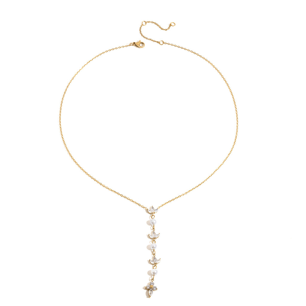 Damen Halskette mit funkelnden Zirkonia-Anhängern und verlängerbarer Kettenlänge Shop Nory