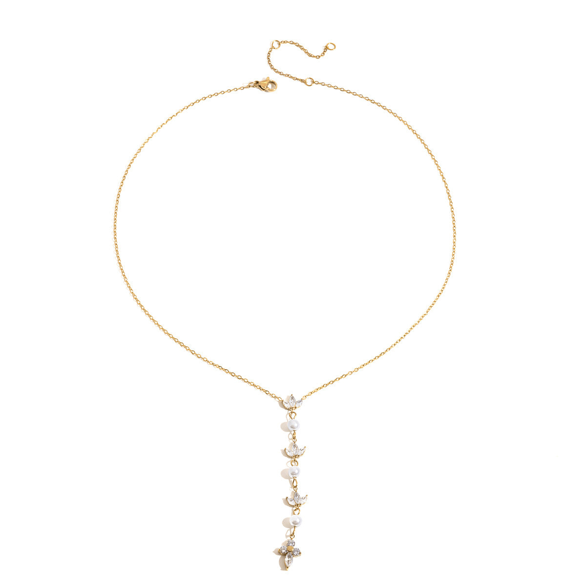 Damen Halskette mit funkelnden Zirkonia-Anhängern und verlängerbarer Kettenlänge Shop Nory
