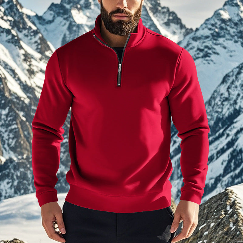 Herren nan komfortables Halbzip-Sweatshirt mit Stehkragen, leicht angerauter Innenseite und geripptem Saum Shop Nory