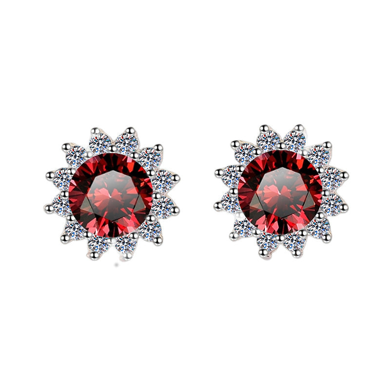 Damen Ohrringe mit strahlenden Zirkonia in floraler Form Shop Nory