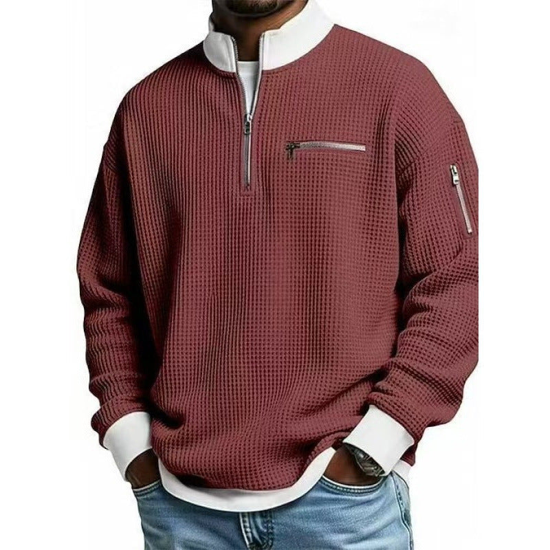 Herren Sweatshirt mit hohem Kragen und praktischem Reißverschluss