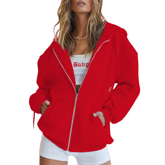 Damen Oversize Hoodiejacke mit hohen Kragen