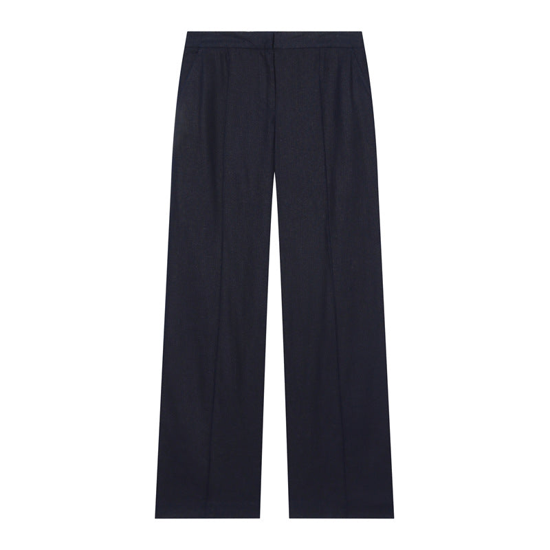 Damen Leichte Leinenhose mit weitem Bein und Bügelfalte Shop Nory
