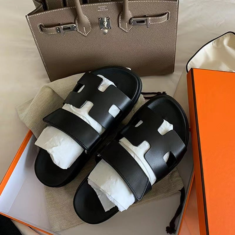 Damen Bequeme Zehentrenner-Sandalen mit breiten Riemen und rutschfester Sohle Shopnory