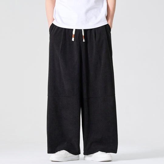 Herren Weite Cordhose im Palazzo-Schnitt mit Elastikbund und Tunnelzug Shop Nory