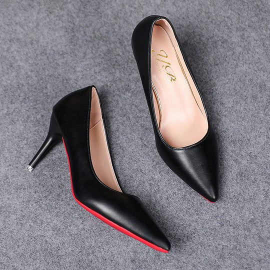 Damen spitze Stiletto-Pumps mit roter Sohle und Lederoptik Shop Nory