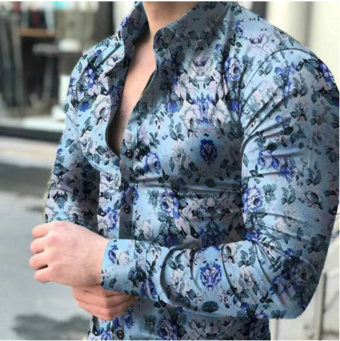 Herren figurbetontes Langarmhemd mit feinem Ornamentmuster und stretch Baumwollmischung Shop Nory