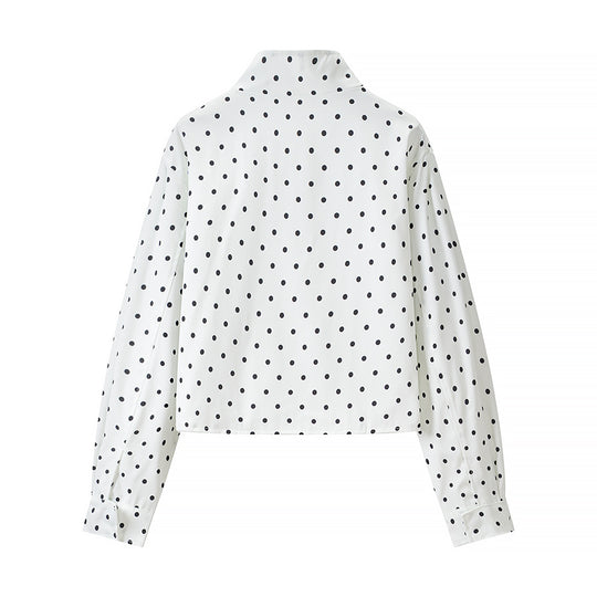 Damen Gepunktete Kurzjacke mit Stehkragen und verdeckter Druckknopfleiste Shop Nory