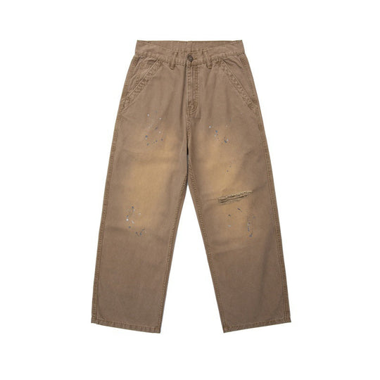 Herren Locker geschnittene Workwear-Hose mit Paint‑Splatter und Destroyed‑Details Shop Nory