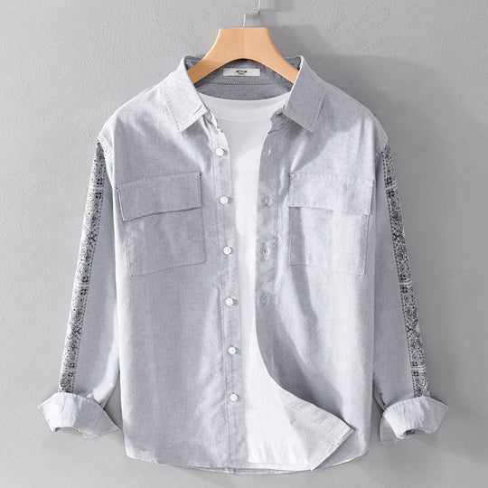Herren Overshirt mit Bandana-Ärmeln, Brustklappen und relaxed Fit Shop Nory