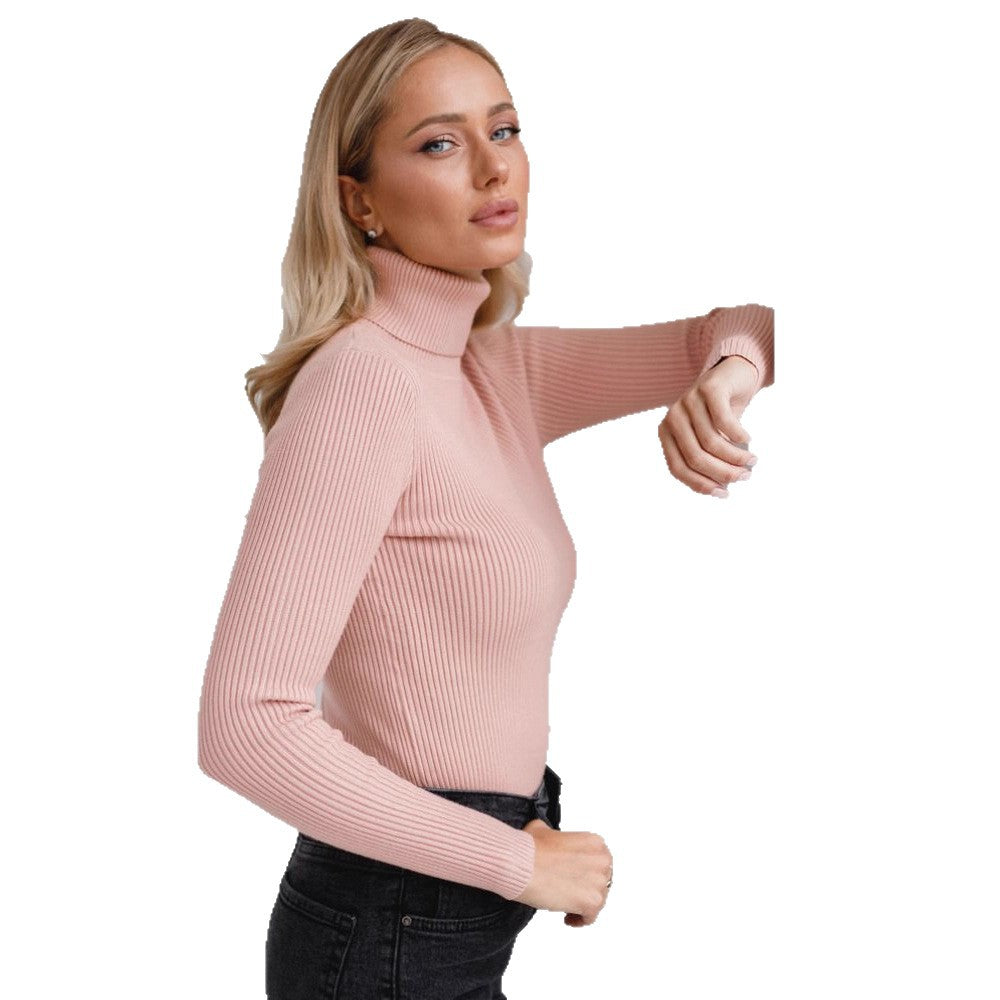 Damen Figurbetonter Rippstrick-Rollkragenpullover Shop Nory